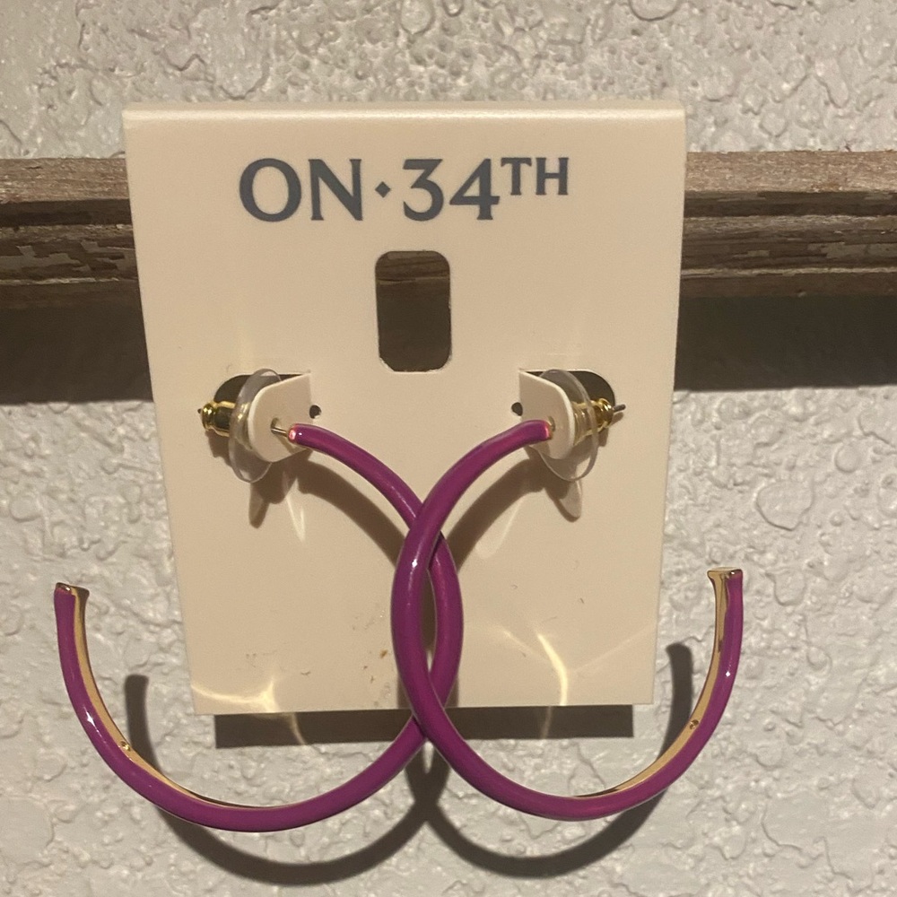 On•34th Purple Hoop Earrings